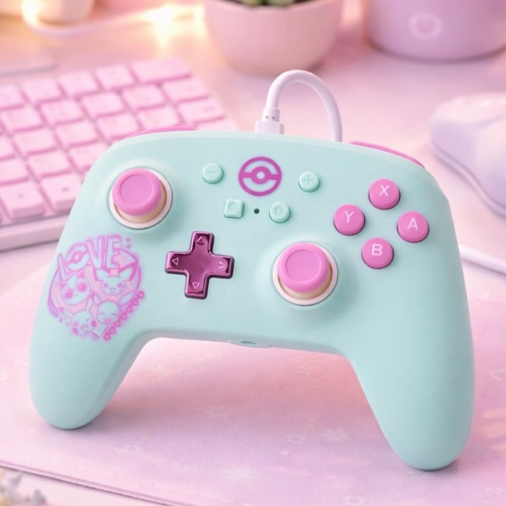 PowerA Wired Controller Nintendo Switch Pikachu Pokemon Blue Pink Candy